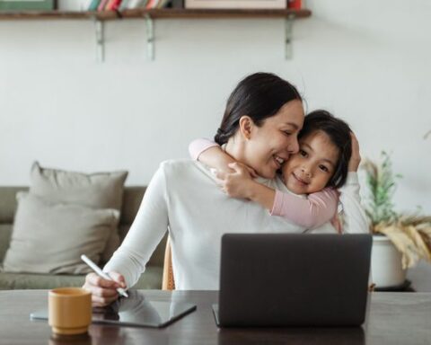 https://www.pexels.com/photo/cute-little-ethnic-girl-embracing-working-mother-4474036/